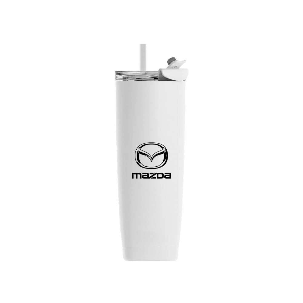 Tumbler — 20 oz. Aqualina w/ Built-In Straw (White) | Mazda × Asobu