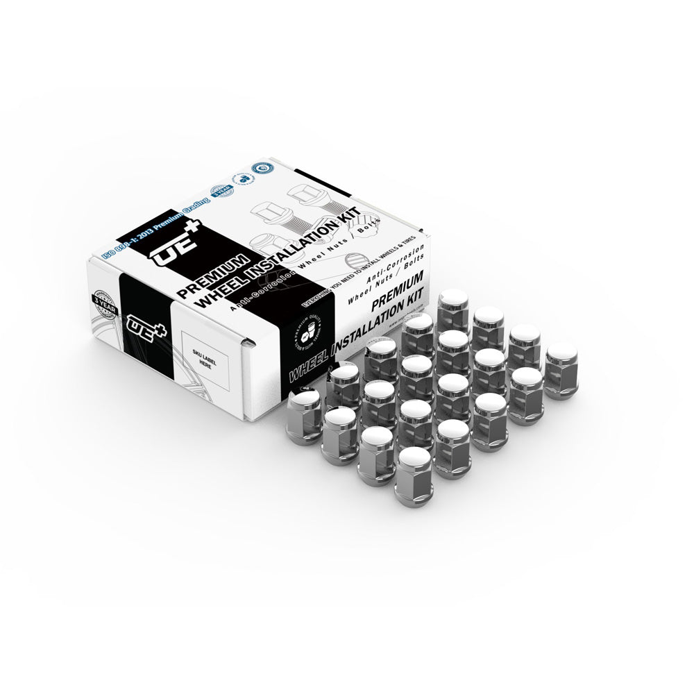 Juego de tuercas para ruedas (20 unidades) — Tipo bellota en negro brillante (21 mm) | OE+ (OEPlus) 