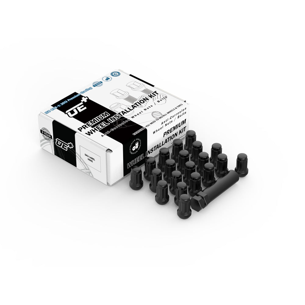 Wheel Nut Set (20+1 pcs) — 6-Spline in Gloss Black (19/21mm) | OE+ (OEPlus)