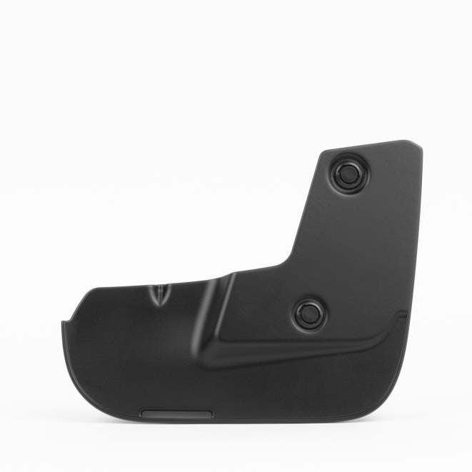 Black plastic mud guard on a white background